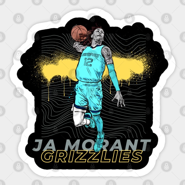 JA MORANT YELLOW GRIZZLIES Sticker by Basic Lee